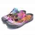 SOCOFY Hollow Out Floral Pattern Hook Loop Wedge Sandals