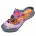 SOCOFY Hollow Out Floral Pattern Hook Loop Wedge Sandals