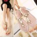 Women Sandal Shoes Flip Flops Strap Flat Strappy Rhinestone Sandals