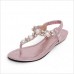 Women Sandal Shoes Flip Flops Strap Flat Strappy Rhinestone Sandals