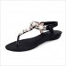 Women Sandal Shoes Flip Flops Strap Flat Strappy Rhinestone Sandals