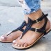 Women Summer Roman Sandals Metal Button Casual Shoes