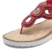 Bohemian Rhinestone Bead Flat Sandals Casual Holiday Lady Sandals