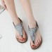 Bohemian Rhinestone Elastic Band Flat Sandals