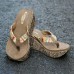 Bohemian Weave Slippers Slip On Wedges Sandals