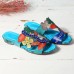 SOCOFY Handmade Pattern Slip On Casual Genuine Leather Sandals