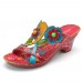 SOCOFY Genuine Leather Hook Loop Handmade Flowers Sandals