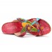 SOCOFY Genuine Leather Hook Loop Handmade Flowers Sandals