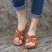 LOSTISY Massage Insole Slippers Cross Wedge Sandals