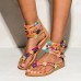 US Size5-12 Bohemian Zipper Flat Bottomed Flowers Sandals