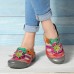 SOCOFY Handmade Floral Adjustable Hook Loop Leather Flat Sandals