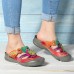 SOCOFY Handmade Floral Adjustable Hook Loop Leather Flat Sandals