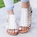 US Size 5-12 Roman Hollow Out Zipper Peep Toe Flat Sandals