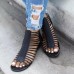 US Size 5-12 Roman Hollow Out Zipper Peep Toe Flat Sandals