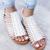 US Size 5-12 Roman Hollow Out Zipper Peep Toe Flat Sandals