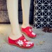 Women Flower Embroidery Comfortable Casual Wedge Sandals