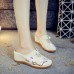 Women Flower Embroidery Comfortable Casual Wedge Sandals