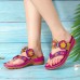 SOCOFY Genuine Leather Flowers  Clip Toe Casual Sandals