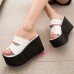 Women Roma High Heel Wedges Platform Flip Flops Slippers Sandals Beach Shoes