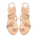 Large Size Pearls Pendant Slip On Casual Flat Sandals For Women