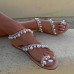 Large Size Pearls Pendant Slip On Casual Flat Sandals For Women