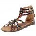 Graffiti Mixed Color Buckle Strap Zip Flat Beach Sandals