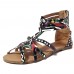 Graffiti Mixed Color Buckle Strap Zip Flat Beach Sandals