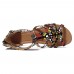 Graffiti Mixed Color Buckle Strap Zip Flat Beach Sandals