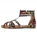 Graffiti Mixed Color Buckle Strap Zip Flat Beach Sandals