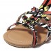 Graffiti Mixed Color Buckle Strap Zip Flat Beach Sandals