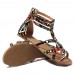 Graffiti Mixed Color Buckle Strap Zip Flat Beach Sandals