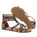 Graffiti Mixed Color Buckle Strap Zip Flat Beach Sandals