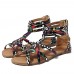 Graffiti Mixed Color Buckle Strap Zip Flat Beach Sandals