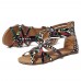 Graffiti Mixed Color Buckle Strap Zip Flat Beach Sandals