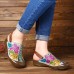 SOCOFY Hand Floral Hollow Hook Loop Genuine Leather Sandals