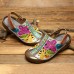 SOCOFY Hand Floral Hollow Hook Loop Genuine Leather Sandals