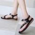 Bohemian Weave Rhinestone Elastic Band Soft Casual Sandals