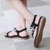 Bohemian Weave Rhinestone Elastic Band Soft Casual Sandals