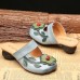 Hollow Out Casual Slip On Leather Wedge Sandals