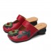 Hollow Out Casual Slip On Leather Wedge Sandals