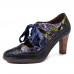 SOCOFY Genuine Leather Serpentine Hollow Out Lace Up Pumps