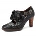 SOCOFY Genuine Leather Serpentine Hollow Out Lace Up Pumps