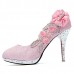 Glitter Flower Pump Wedding Party Crystal High Heels Women Shoes