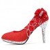 Glitter Flower Pump Wedding Party Crystal High Heels Women Shoes