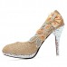 Glitter Flower Pump Wedding Party Crystal High Heels Women Shoes