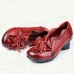 SOCOFY Large Size Floral Decoration Pure Color Mid Heel Retro Pumps