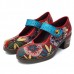 SOCOFY Floral Jacquard Splicing Leather Shoe Pattern Hook Loop Pumps