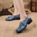 SOCOFY Handmade Floral Decoration Mid Heel Folkways Retro Shoes