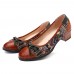 SOCOFY Bohemian Stitching Jacquard Shoes Genuine Leather Pumps