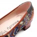 SOCOFY Bohemian Stitching Jacquard Shoes Genuine Leather Pumps